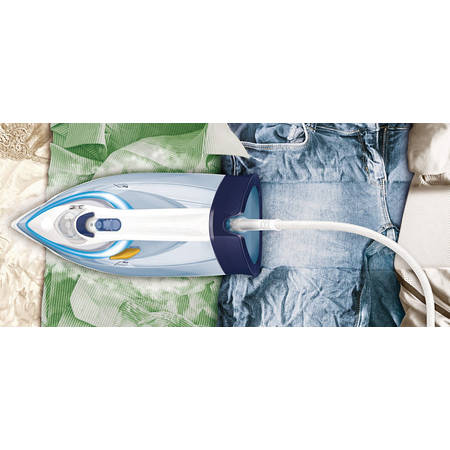 Fier de calcat Azur Performer GC4910/10, 2400 W, talpa SteamGlide Plus, 0.35 l, 45 g/min, abur vertical, anti-picurare, pulverizator, OptimalTemp, alb/albastru