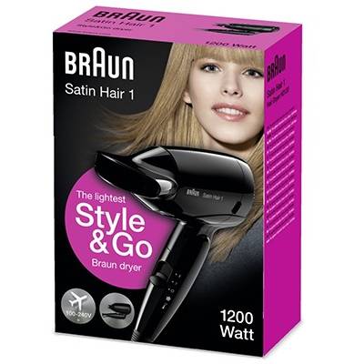 Uscator de par Braun Satin Hair HD 130, 1200 W, 2 Trepte temperatura, Negru