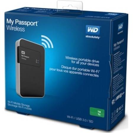 Hard disk extern Western Digital My Passport Wireless USB 3.0 1TB, black