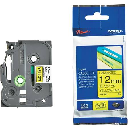 Brother TZE631 Tape 12mm Black/Yellow Ribbon Cartridge