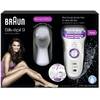 Braun Epilator Silk-Epil 9 SE9579 Legs Body Face, Wet & Dry, 2 viteze, 7 accesorii, alb/mov