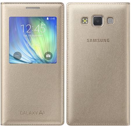 Husa EcoLeather S-View Gold EF-CA500BFEGWW pentru Samsung Galaxy A5, Galaxy A5 Duos