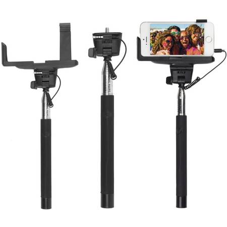 KitVision Selfie Stick control shutter pe fir si suport de telefon, WDSSPHBK Black