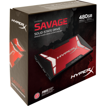 SSD 480GB, HyperX SAVAGE, SATA3, 2.5", Bundle package, USB3.0 enclosure, 3.5" bracket, SATA cable, Hard drive cloning software