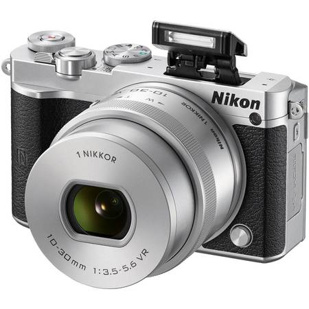 Aparat foto Mirrorless Nikon 1 J5, 20.8 MP, Silver + Obiectiv VR 10-30mm PD-Zoom