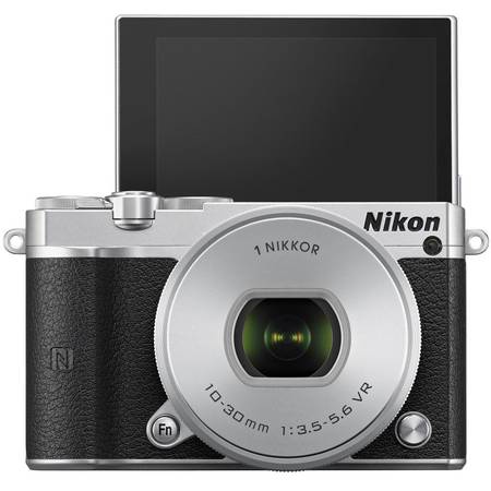 Aparat foto Mirrorless Nikon 1 J5, 20.8 MP, Silver + Obiectiv VR 10-30mm PD-Zoom