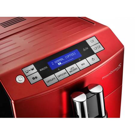 Espressor automat De'Longhi PrimaDonna S ECAM 26.455.RB, 1450 W, 15 bar, 1.8 l, carafa lapta, display LCD, rosu/inox