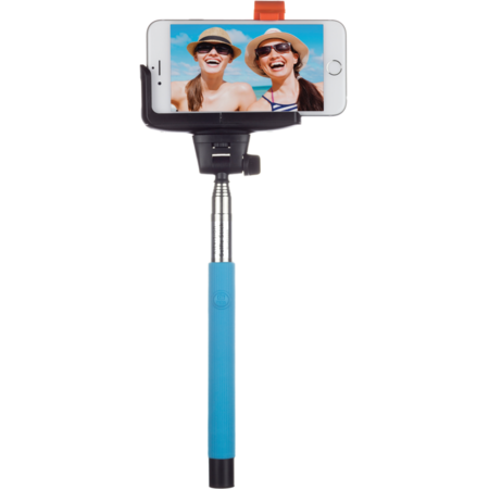 Selfie Stick extensibil cu control actionare shutter pe bluetooth si suport de telefon, Albastru