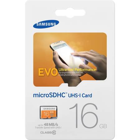 Micro Secure Digital Card Samsung, 16GB, MB-MP16D/EU, Clasa 10, pana la 48MB/S, fara adaptor
