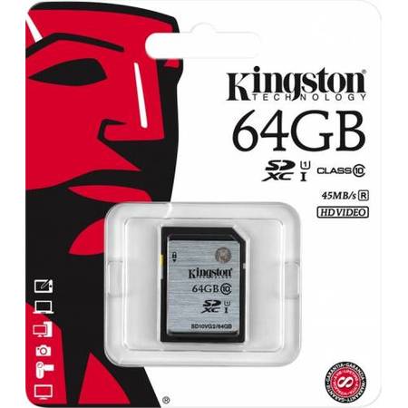 Secure Digital Card Kingston 64GB SDXC, Clasa 10,UHS-I