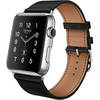 Smartwatch Apple Watch Hermes 38mm, carcasa din otel inoxidabil si curea piele single tour neagra
