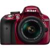 Nikon Aparat foto DSLR D3300, 24.2MP, Red + Obiectiv AF-P 18-55mm VR