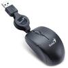 Mouse Genius cu fir, optic, Micro Traveler V2, 1200dpi, negru, cablu retractabil, 74mm lungime, USB