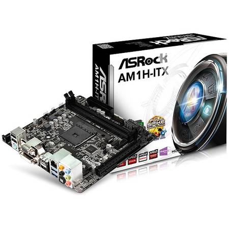 Placa de baza ASRock AM1H-ITX, AMD AM1, Dual, DDR3-1600, 4x SATA3, HDMI, DVI, DP, mITX