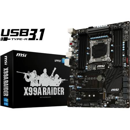 Placa de baza MSI X99A RAIDER, X99, QuadDDR4-2133, SATA3, SATA Express, RAID, USB 3.1, ATX