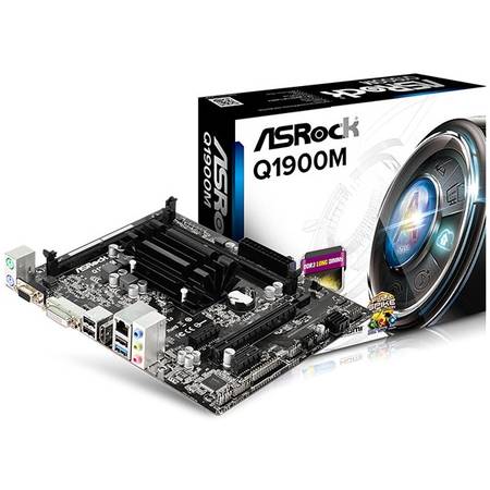 Placa de baza ASRock Q1900M, J1900, Dual, DDR3L-1333, 2xSATA2, HDMI, DVI, D-Sub, mATX