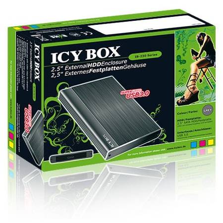 Carcasa externa HDD Icy Box 2.5" SATA pentru 1xUSB 3.0, negru + husa protectie