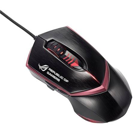 Mouse Asus Republic Of Gamers GX1000, Laser, cu fir, maxim 8200dpi, 6 butoane (3 programabile + rezolutie), negru