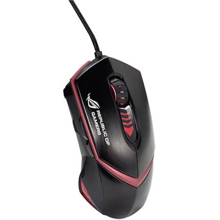 Mouse Asus Republic Of Gamers GX1000, Laser, cu fir, maxim 8200dpi, 6 butoane (3 programabile + rezolutie), negru