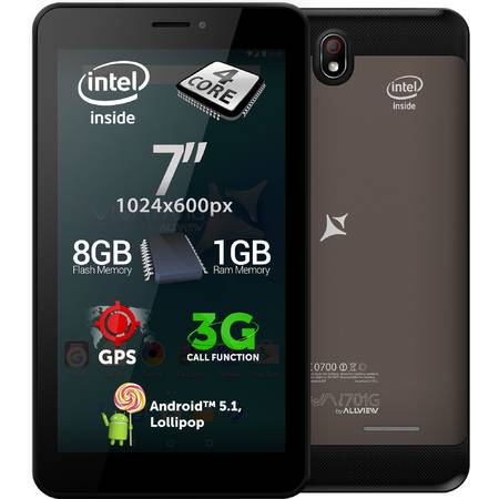 Tableta Allview Viva i701G, 7", Quad Core 1Ghz, 1GB RAM, 8GB, 3G, Black