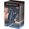 Remington Set complet tuns facial si corporal Groom Kit PG6160, acumulatori Litiu, lame auto-ascutire invelis Titan, negru/albastru
