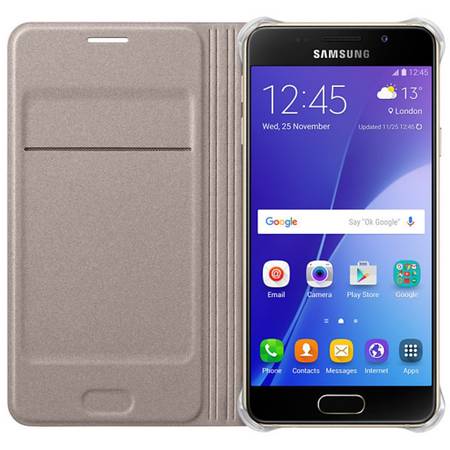 Husa Flip Wallet pentru Samsung Galaxy A3 (2016), EF-WA310PFEGWW Gold
