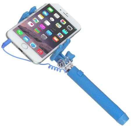 Selfie Stick KitVision Pocket, control actionare shutter pe fir, KVPKSSWBL Albastru