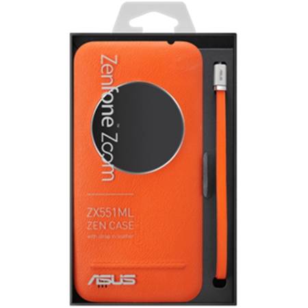 Husa de protectie Asus Flip Leather Case pentru Zenfone Zoom ZX551ML, 90AC0100-BBC005 Orange