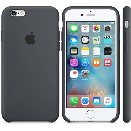 Capac protectie spate Apple Silicone Case Charcoal Black pentru iPhone 6s