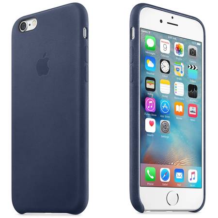 Capac protectie spate Apple Leather Case Premium Midnight Blue pentru iPhone 6s