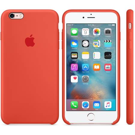 Capac protectie spate Apple Silicone Case Orange pentru iPhone 6s Plus