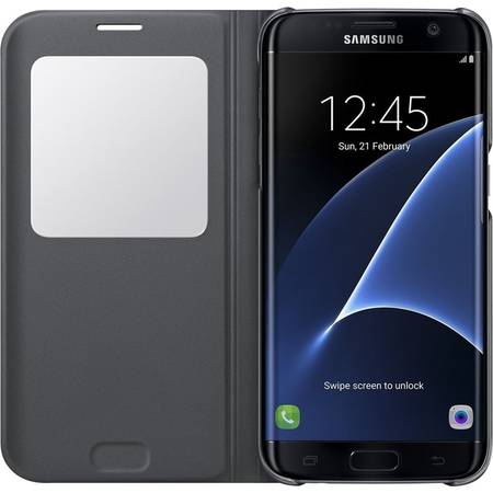 Husa S View Cover Samsung pentru Galaxy S7 Edge (G935),Negru