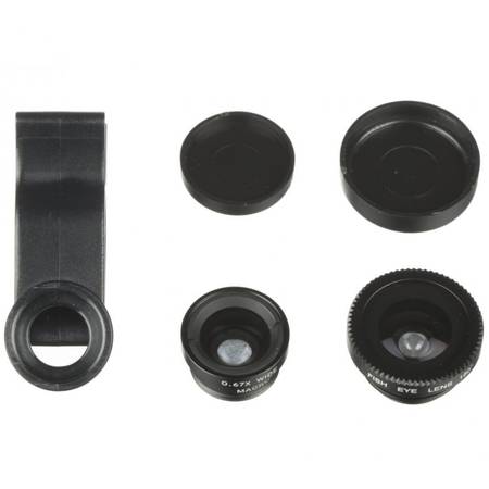 Set clema prindere lentila pentru smartphone 3 in 1 – Macro, Fish-eye, Wide Angle Lens, Kitvision KV31CLEN