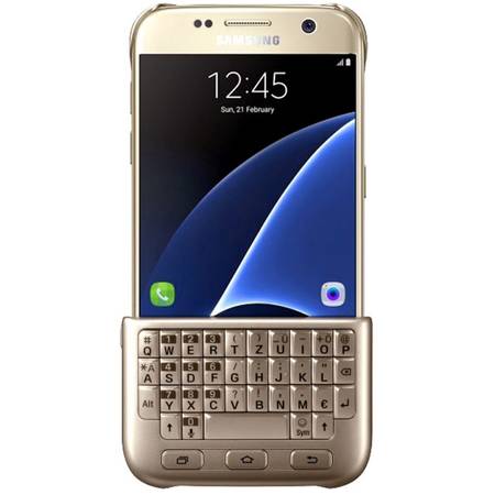 Husa protectie spate cu tastatura QWERTY/QWERTZ pentru Samsung Galaxy S7 (G930), EJ-CG930UFEGDE Gold