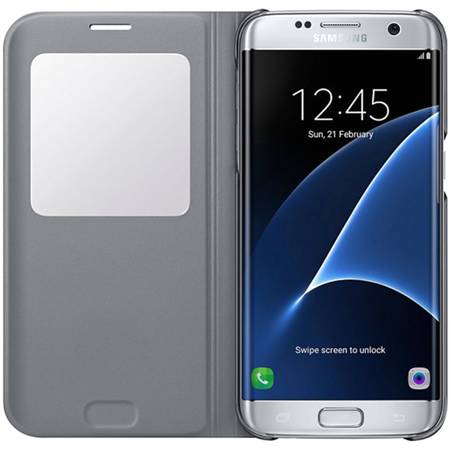 Husa S View Silver pentru Samsung Galaxy S7 Edge (G935), EF-CG935PSEGWW