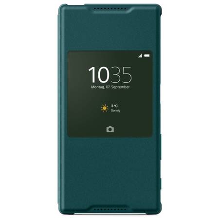 Husa Sony SCR42, tip Style Cover Window piele eco pentru Sony Xperia Z5, Verde
