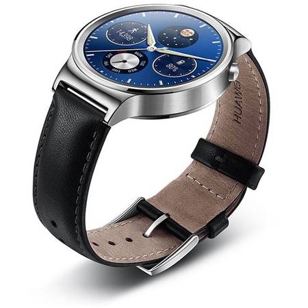 Smartwatch HUAWEI W1 Steel, Black Leather Strap