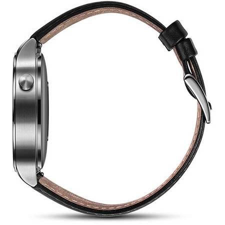 Smartwatch HUAWEI W1 Steel, Black Leather Strap