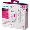 Philips Set epilator Satinelle Essential HP6549/01, 1 viteza, 20 puncte de prindere, retea, alb/mov