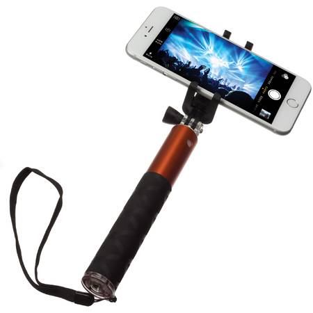 KitVision Selfie Stick extensibil cu control actionare shutter pe bluetooth si suport de telefon, PS21EXOR Orange