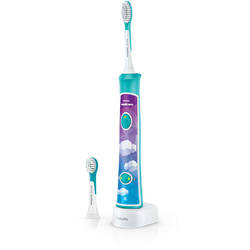 Philips Periuta de dinti electrica Sonicare For Kids HX6322/04, Bluetooth® cu aplicatie de consiliere, 2 capete de periere, 2 programe de periere, 8 etichete de personalizare, alb/albastru