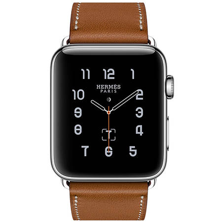 Apple Watch Hermes Watch 1 Otel Inoxidabil 38MM si Curea Piele Single Tour Maro