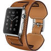 Apple Watch Hermes Watch 1 42MM Carcasa din Otel Inoxidabil si Curea Piele Cuff Maro
