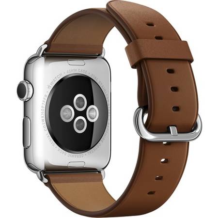 Apple Watch 1 Otel Inoxidabil Argintiu 38 MM Si Curea Piele Maro