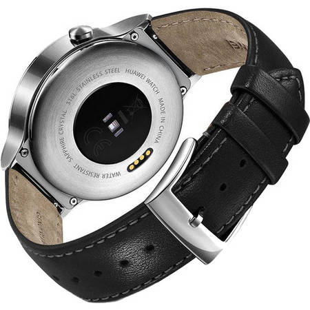 Smartwatch Huawei 42MM Otel Inoxidabil Argintiu si Curea Piele Neagra