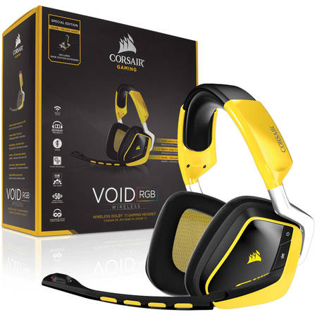 Corsair VOID Wireless SE gaming headset 7.1, RGB lighting, reciver dock - yellow