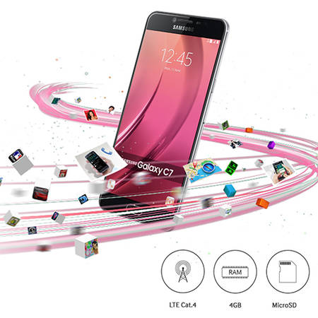 Telefon Mobil Samsung Galaxy C7 Dual Sim 64GB LTE 4G Argintiu