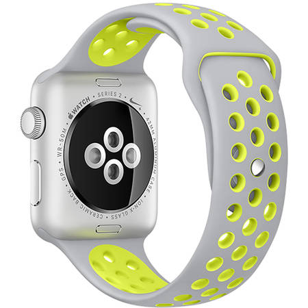 Apple Watch 2 Nike Plus Aluminiu Argintiu 38MM Si Curea Silicon Argintiu Galben