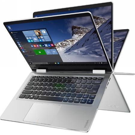 Laptop 2-in-1 Lenovo 14'' Yoga 710, FHD IPS Touch,  Intel Core i7-7500U, 8GB DDR4, 512GB SSD, GMA HD 620, Win 10 Home, Silver