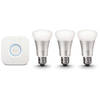 Set 3 becuri inteligente LED Philips Hue, WiFi, E27, 10W, 600lm, lumina RGB